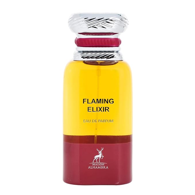 Maison Alhambra Flaming Elixir – Fruity, Smoky, Leathery, Woody – Eau de Parfum Spray Long-Lasting Fragrance for Unisex, 2.7 Ounce / 80 ml