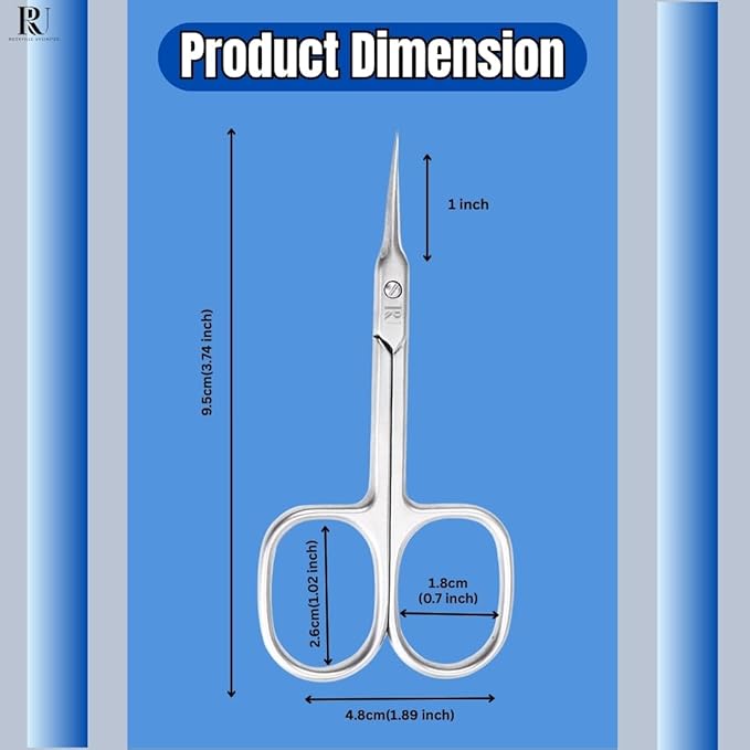 Cuticle Scissors Extra Fine Curved Blade Manicure Scissors for Professional Cuticle Small Scissors for Stainless Steel Sharp Pointed tip Trimming for Eyebrow Eyelash and Dry Skin Grooming scissors.