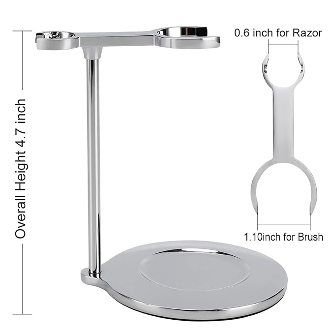 Deluxe Shaving Razor & Brush Stand with Double Layer Stainless Steel Soap Bowl Set,Compatible with Cartridge Razor,Gillette Razor,Safety Razor,Badger Shaving Brush,Gifts for Him