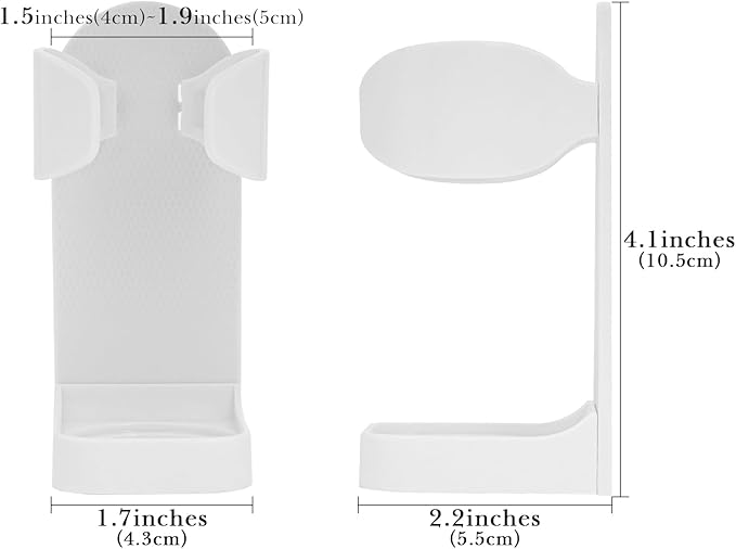 Linkidea 2 Pack Electric Shaver Wall Mount Holder, Self-Adhesive Adjustable Razor Organizer, Compatible with Braun Series 5/6 / 7/9, Bathroom Shower Storage (White)
