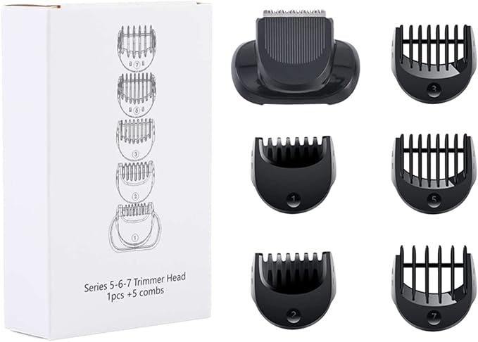 Shaver Beard Trimmer Head Compatible + 5pcs Comb Trimming Attachment Compatible with Braun Series 5, 6 and 7 Electric Razors, 5018s, 5020s, 6075cc, 7071cc, 7075cc, 7085cc, 7020s, 5050cs, 6020s, 6072cc