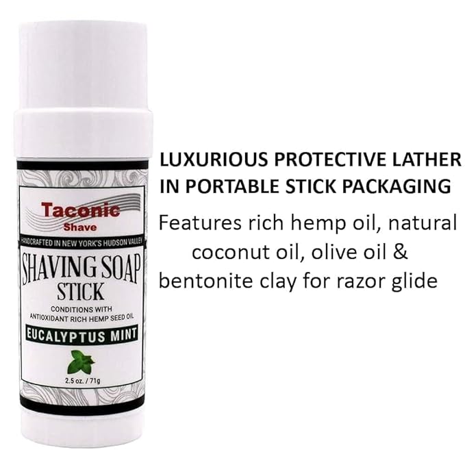Taconic Shave Shaving Soap Stick with Antioxident Rich Seed Oils for a smooth shave (Eucalyptus Mint)