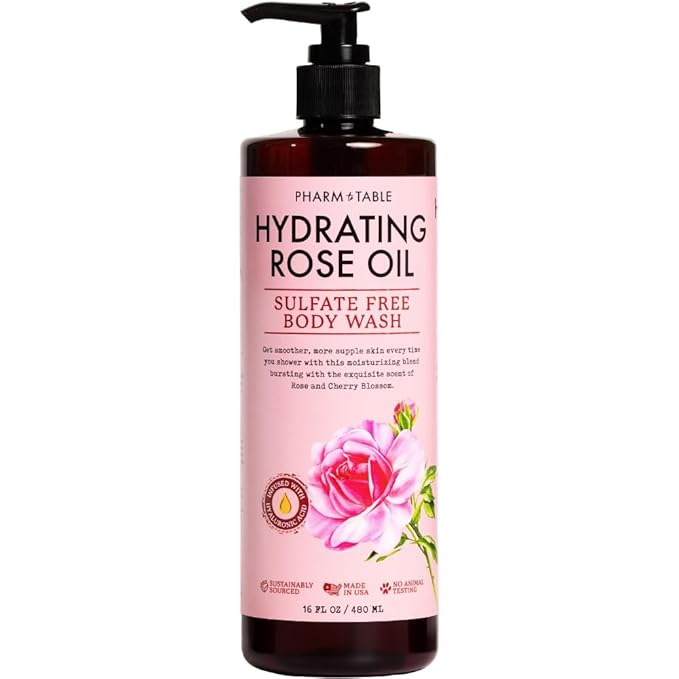 Hydrating Rose Oil Body Wash for Women and Men - Hydrates and Brightens the Skin, Sulfate Free, 100% Cruelty Free, 480ml