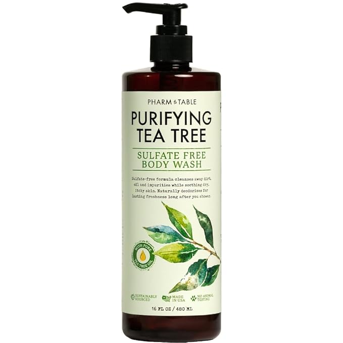Soothing Tea Tree Body Wash Sulfate-Free Shower Gel – Nourishing Hydration Soothes Dry, Itchy Skin - Infused with Tea Tree oil, Mint, Vitamin E & Aloe, 16.2oz