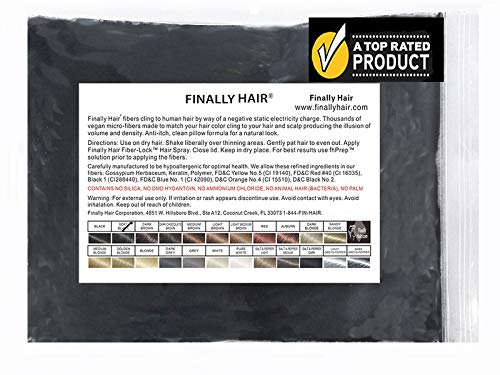Finally Hair Fibers Refill Bag - 56 Grams of Premium Hair Loss Concealer in a Refill Bag (Dark Salt & Pepper)