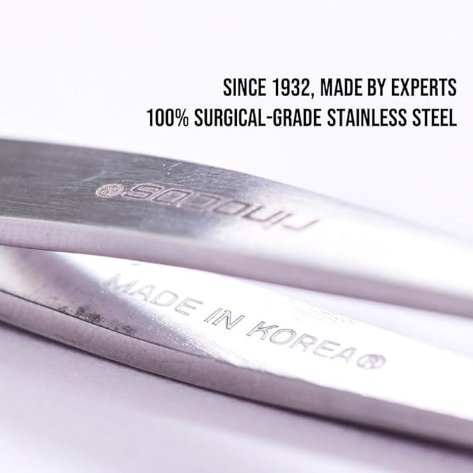 [Premium Hand-Made] Tweezers for women facial hair - Round tip Tweezers, Eyebrow Tweezers, 304 Surgical-grade Stainless Steel for Safety, Precision tweezers, Facial Hair for Men & Women