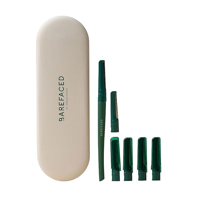 Barefaced Facial Shaving Razor and Refills | Stainless Steel Dermaplaning Tool for Smoother, Brighter Skin - Removes Peach Fuzz & Dead Skin, Improves Skincare Absorption