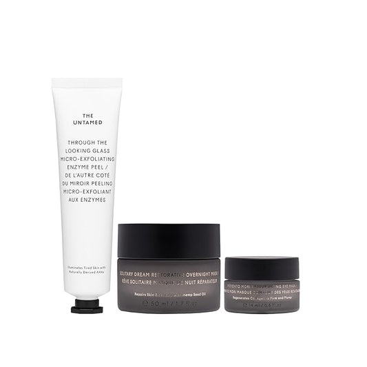 The Untamed Weekly Kit – Complete Facial Skin Care Set – Exfoliator, Overnight Eye Mask, Overnight Face Mask Helps to Hydrate, Even Skin Tone, and Reduce Wrinkles