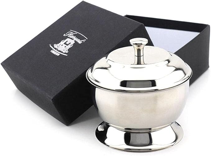 Stainless Steel Made Shaving Soap Bowl with Lid. Perfect to Keep Your Soap Safe.