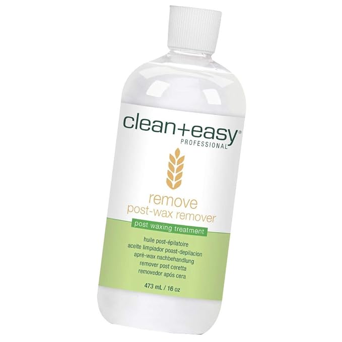 Clean + Easy After Wax Remover – After Wax Care Oil with Wheat Germ, Post Waxing Cleanser for Skin & Wax Residue, 16 oz