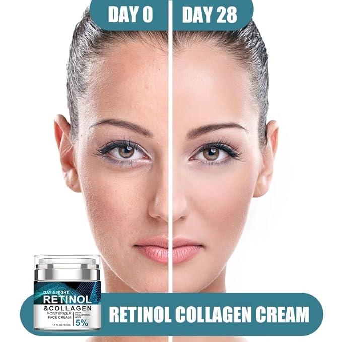 Retinol Cream for Face with Collagen and Hyaluronic Acid, Hydrating Face Lotion, Rapid Wrinkle Repair, Anti Aging Facial Moisturizer Day and Night for Women and Men 1.7Fl Oz