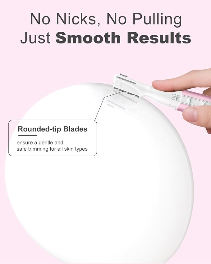 Eyebrow Trimmer, Facial Hair Trimmer Precision Detailer with Rinseable Blade, Battery Powered Double-Sided Eyebrow Razor with Comb, Compact Pen-Size Safe Painless Shaver for Chin Peach-Fuzz