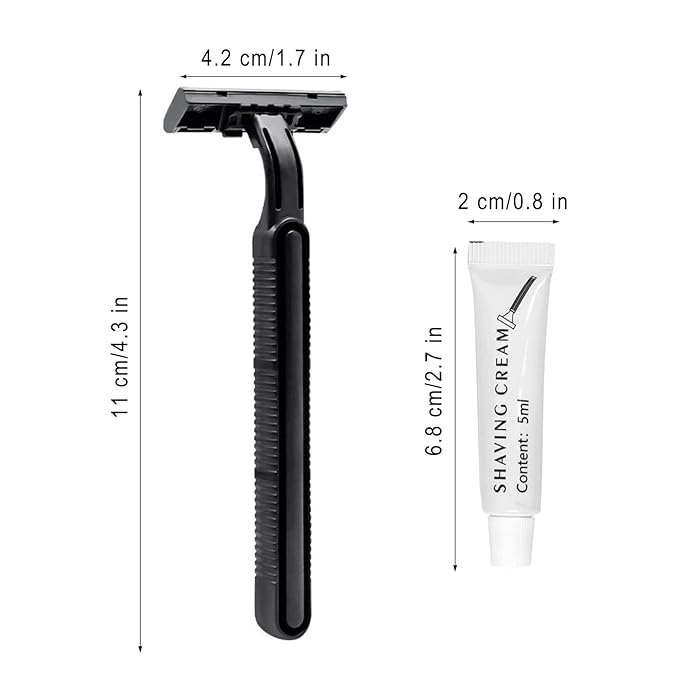 Disposable Razors in Bulk, Bulk Razors with Knife Cap, Black, Individually Packaged Disposable Razors Bulk with Shaving Cream for Hotels, Nursing Homes, Shelters, Homeless, Charities (pack-30)
