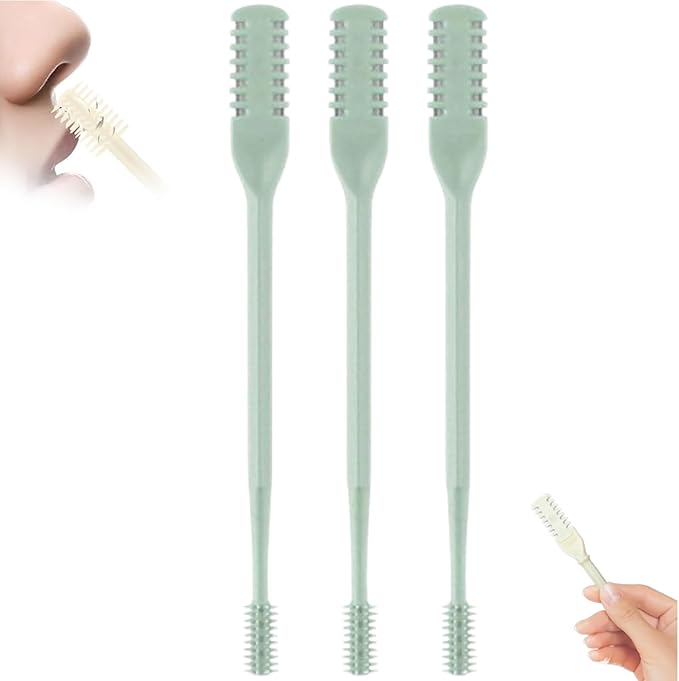 2-in-1 Nasal Hair Cutter, 360° Rotating Double Sided Nose Hair Removal Tool Mini Noses Hairs Removers Tools Nose Hair Clipper with Ear Picker for Women and Men (Green, 3pcs)