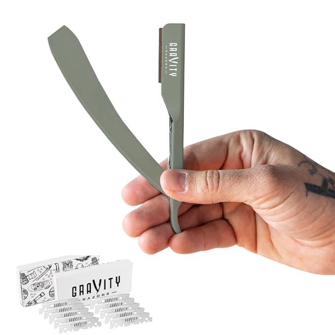 GRAVITY RAZORS Professional Straight Razor Kit – Ultra Exposure, Includes 10 Premium Blades, 2mm Exposed, Mint