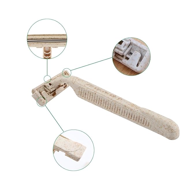 Eco-Friendly Razor | Disposable | Recycled Material | Men & Women Shaving Razor | Twin Blade | Biodegradable Wheat Straw, 100 Count (Pack of 1)