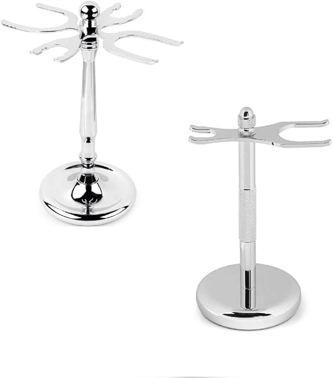 4 Prong Razors and Shave Brush Stand, Shaving Brush Holder Stand Tool, Shaving Accessories for Man, Holder, Holds 2 Double Safety Razors and 2 Shave Brushes (4 Holes)
