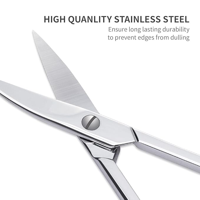 Small Multifunctional Eyebrow Scissors for Women, Mustache Scissors and Nose Hair Scissor for Men, Curved Grooming Scissors for Eyebrow, Mustache, Beard, Eyelashes - Premium Stainless Steel Quality