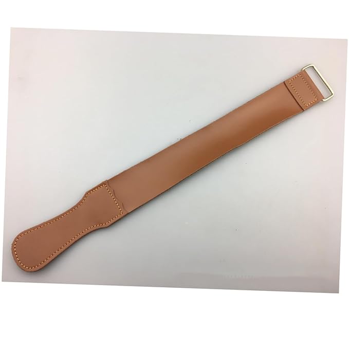 minkissy 2PCS Leather Sharpening Cloth Set Vintage Razor Strop for Straight Razors Scissors Fine Edges Durable Pure Leather Polishing Cloths with Hanging Eyelet for Easy Use