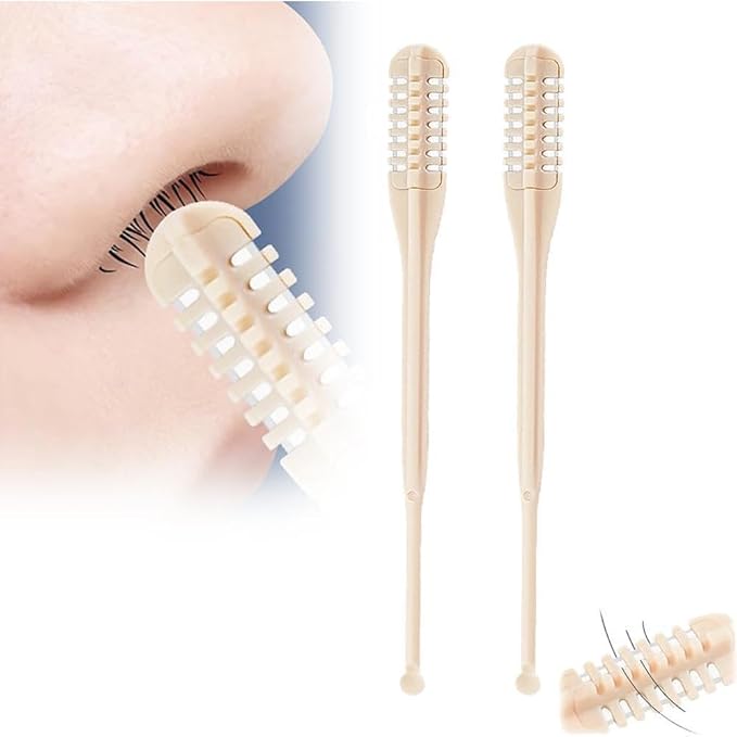 Practical,Super-Popular,Nasal Hair Cutter,2025 New Mini Double Sided Nose Hair Trimmer with Ear Picker,Handheld 360° Rotating Nose Hair Removal for Men,Women (2 Pcs)