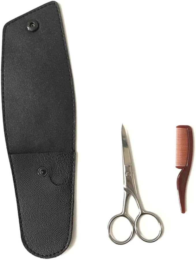 minkissy Stainless Steel Eyebrow Scissors Mustache Trimmer Set for Precise Grooming Durable Shear Cutter for Beard Eyebrow Care for Men and Professionals