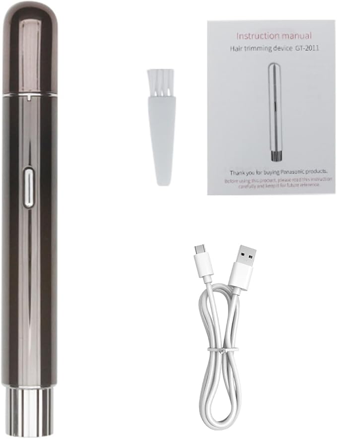 ZJchao Electric Eyebrow Hair Remover with LED Light, Eyebrow Facial Hair Removal with Cleaning Brush Charging Cable for Women, Portable Nose Trimmer Washable Head (Gray)