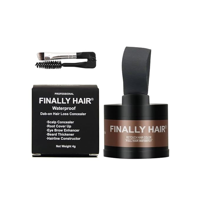 Finally Hair Waterproof Blond Hair Fibers, Hair Loss Concealer, Hairline Creator, Gray Hair and Eyebrow Enhancer, Beard Filler with Fiber Shadow Powder