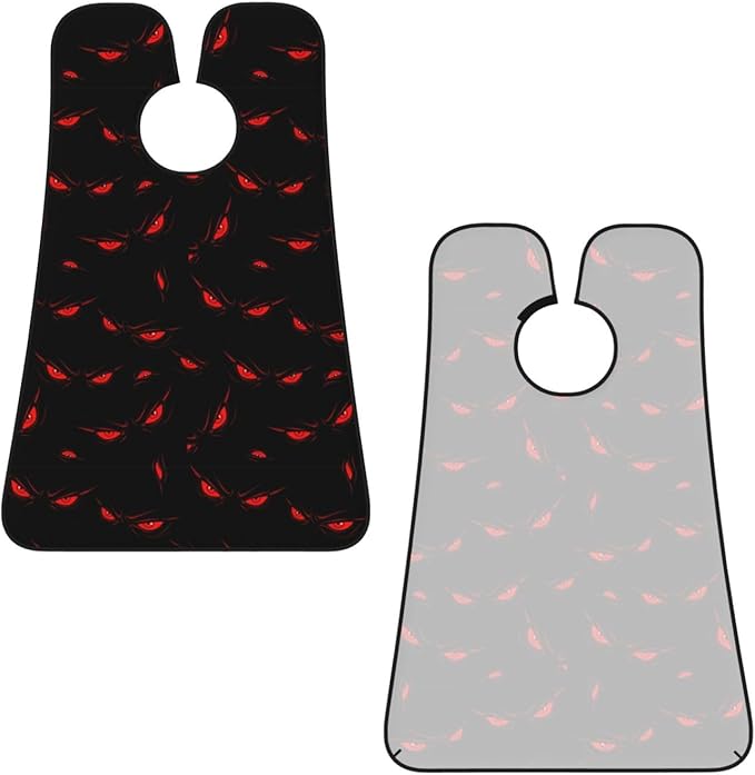 Adjustable Beard Bib, Non-Stick Hair Catcher Cape for Men's Shaving, Waterproof with 2 Suction Cups, Evil Red Eyes Shave Bib
