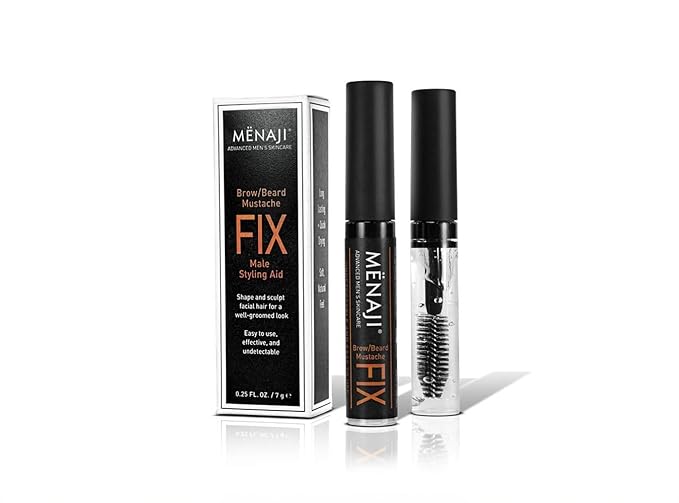 MËNAJI The Fix - Mens Beard and Brow Gel - Hold and Setting Gel with Spiral Brush - Long Lasting - Keep Facial Hair in Place - 0.25 Oz