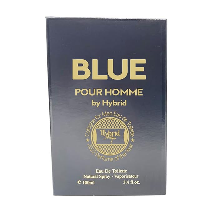 Hybrid & Company BLUE Pour Homme Cologne for Men Eau De Toilette Natural Spray Masculine Scent, 3.4 Fl Oz