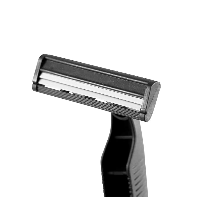 Jet Black Eco-Friendly Disposable Razors, 50 Pieces, Shaving Razors, Premium Quality Dual Blades, Compostable Wheat Straw Handle, Individual Sterilized Packaging
