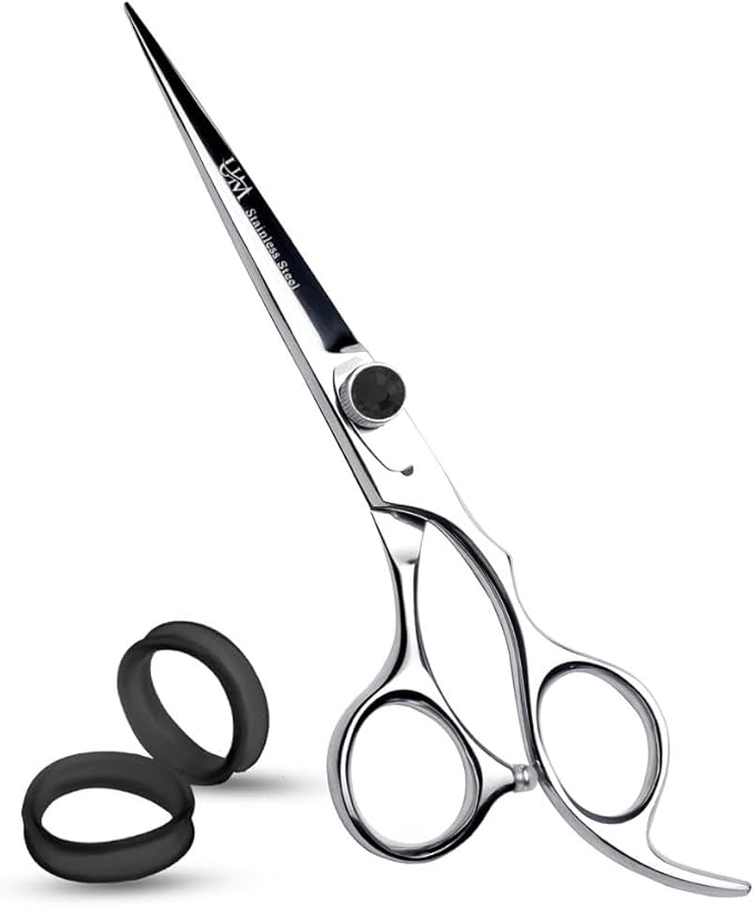 UM Supplies Scissors 6.5 | Premium Barber Shears For Hair Cutting | Multiple Purpose Cutting Scissors | Haircut Scissors For Salon I Women | Mens | kids I Pets | Silver-Black