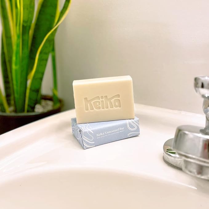 Keika Baby Soap Bar Oat & Shea Unscented for Eczema, Psoriasis, Face, Body, Infant Kids Teens Men Women with Sensitive Skin, 5 oz.