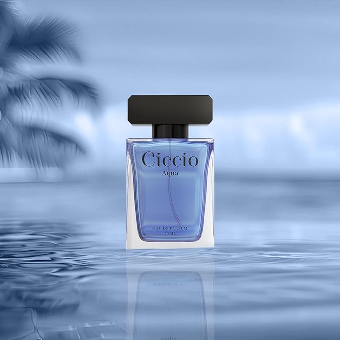 CICCIO Aqua Eau De Parfum for Men, Long Lasting Luxury Fragrance with Bergamot, Lemon, Mandarin & Lavender, Fresh Summer Scent, Daily Wear Perfume, 50ml