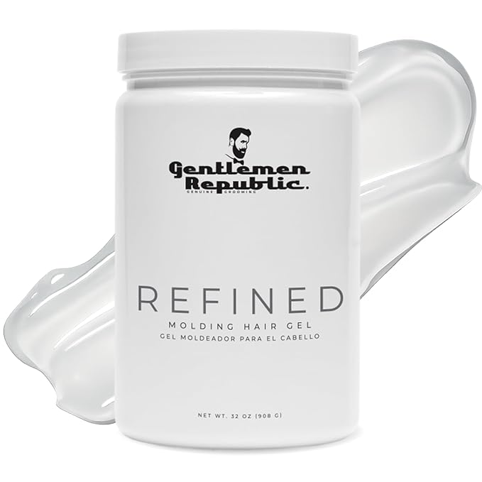 Gentlemen Republic 32oz Refined Hair Gel for Men - Provides 24 Hour High Hold & Shine - Premium Mens Hair Styling Products with No Beeswax, Alcohol, Parabens & Humidity Resistant