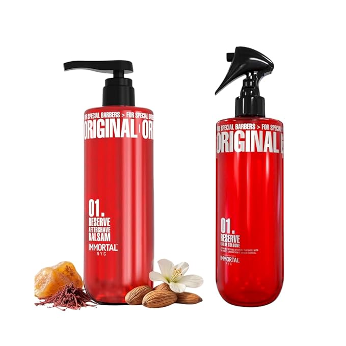 Immortal NYC Reserve 01, AFTERSHAVE SPRAY & BALM/CREAM for Men- Moisturizing & Soothing Formula After Shaving and Reserve Cologne 01 Eau de Cologne-Spicy Floral Aftershave For Men-17 oz