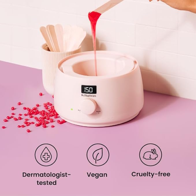 KoluaWax Premium Waxing Kit for Women - Beginner Friendly - Complete Wax Kit that includes 14oz of Wax Beads, Applicator, Pre and Post Care, Suitable for Sensitive Skin (Blush)