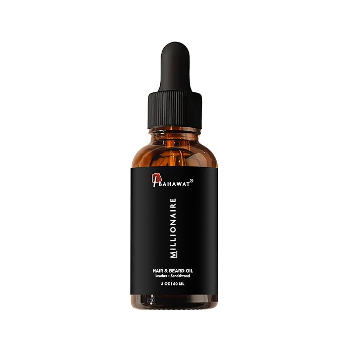 BAHAWAT Beard Oil -Premium Beard Oil Conditioner & Softener - Leather Sandalwood scent- Eliminates Beard Itch, Promote a Healthy, Full Beard, Natural Ingredients, 2 ounce.