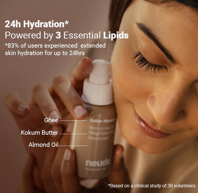 Neude Butter Mousse Face Moisturizer For Men & Women With Ghee & Rose Water, Daily Antioxidant-Rich Lightweight Hydration For All Skin Types, Deeply Hydrates Dry Skin, 50Ml