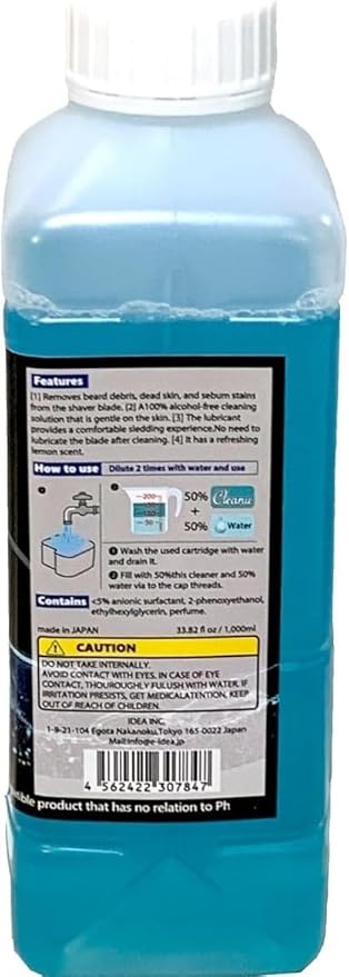 Cleanu – Automatic Shaver Cleaning Solution – 1L Refill for 12 Cleaning Cycles – Made in Japan