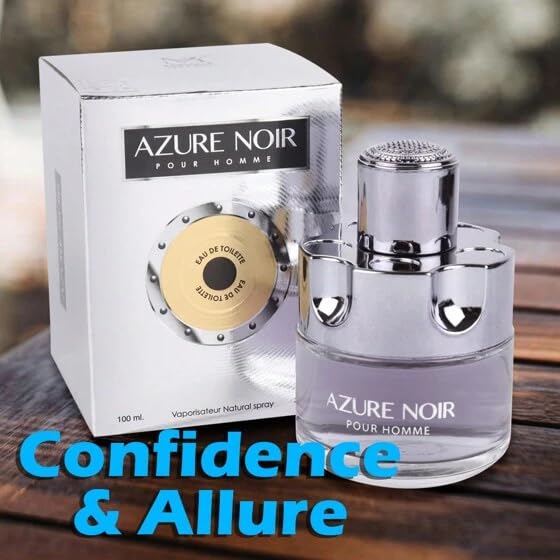 AZURE NOIR POUR HOMME Cologne Eau de Toilette Fragrance for Men 3.4oz/100ml, Natural Spray, Long Lasting