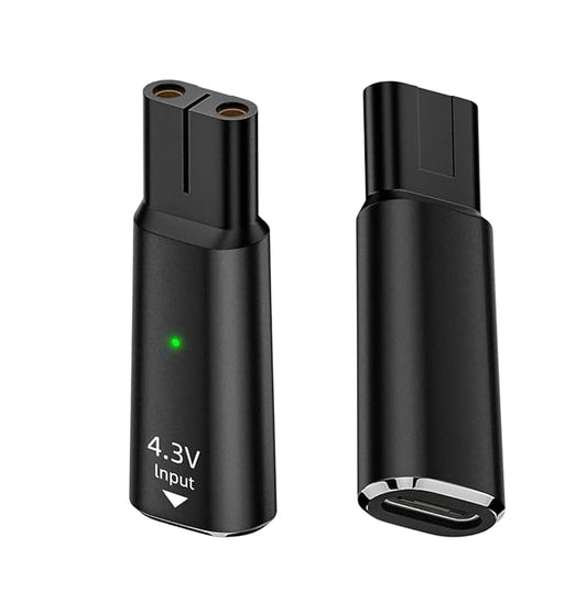 2 Pcs 4.3V Type-C Shaver Adapter Charger Compatible with Philips Norelco OneBlade QP2520 QP2515 QP2620 MG5700 MG3740, USB-C Electric Razor Charging Converter, Replacement Portable Travel Accessory