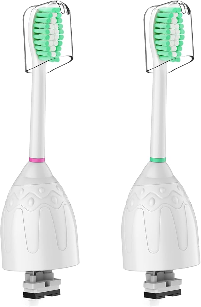 Replacement Toothbrush Heads for Philips Sonicare E-Series/Essence/Xtreme/Elite and Other Screw-on Electric Toothbrush Models, 2 Pack, Dupont Bristles with Protective Cover