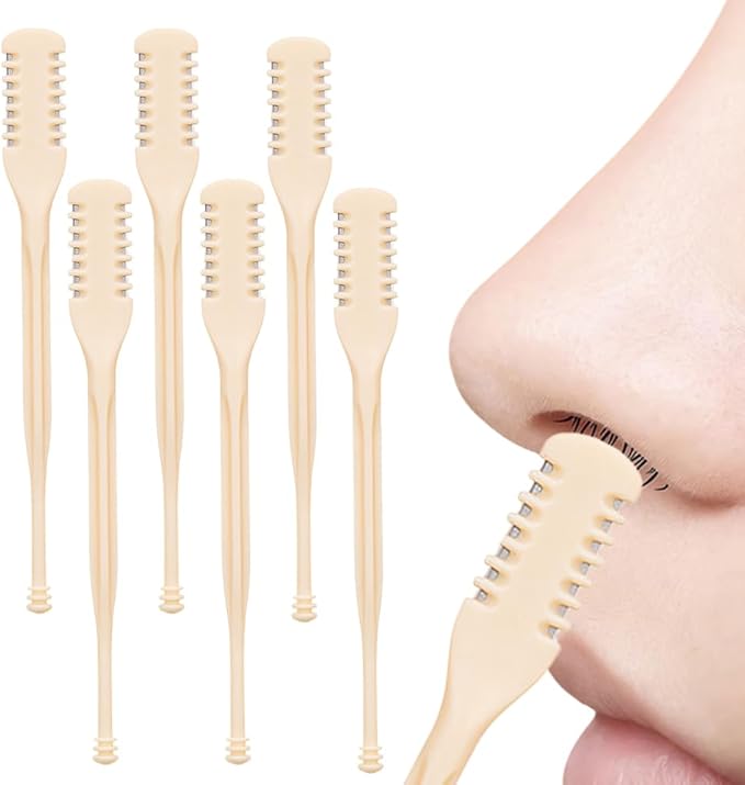 2-in-1 Nasal Hair Cutter, 2025 New 360° Rotating Manual Nose Hair Trimmer Double Head Nose Hair Knife with Ear Picker, Portable Noses Hair Removal Razors Manual Clippers for Men Women (6pcs)