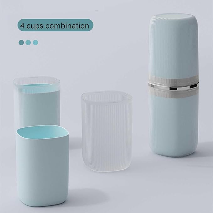 Toothbrush Travel Case Portable Travel Toothbrush Holder, Large Travel Toothbrush Cup for School, Camping, Business Trip, Bathroom, Cruise (Light Blue)