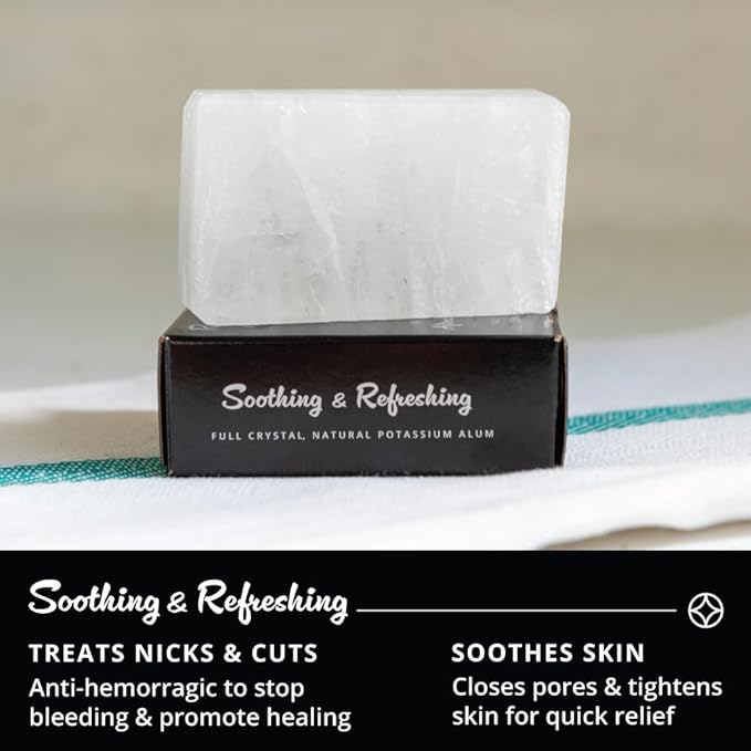 ROYAL SHAVE 100% Natural Alum Block for Men, Skin Soothing Aftershave Stone, Relieves Razor Burn & Heals Accidental Cuts (3.5 oz.) Made in France