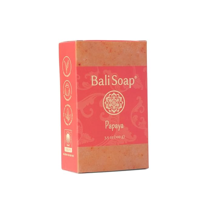 Bali Soap - Papaya Natural Soap Bar for Men & Women - Vegan, Handmade, Exfoliating, Moisturizing - 3 Pack, 3.5 Oz Each