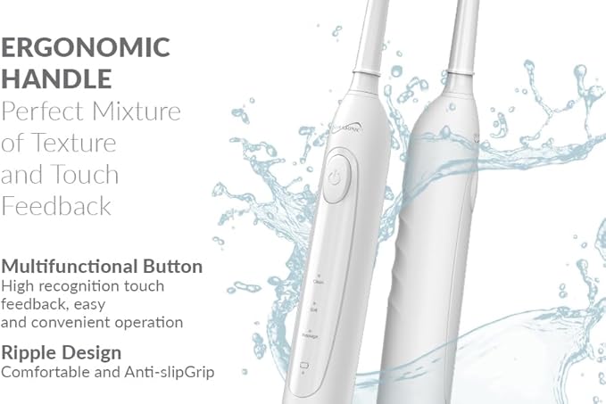 Supersonic TB-1000 Sonic Zoom+ Advanced Rotating Electric Toothbrush | 8,800 OPM | Wireless Charging | 3 Cleaning Modes | 6 Brush Heads | Auto Timer | Travel Case | Black (White)