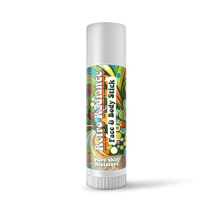 Retro Radiance Pure Skin Moisture Face and Body Stick,All Natural Organic Skincare,anti ageing,jojoba,coconut,coccoa butter,vegan,fragrance free,lips,tattoo,hands,heels,made in USA
