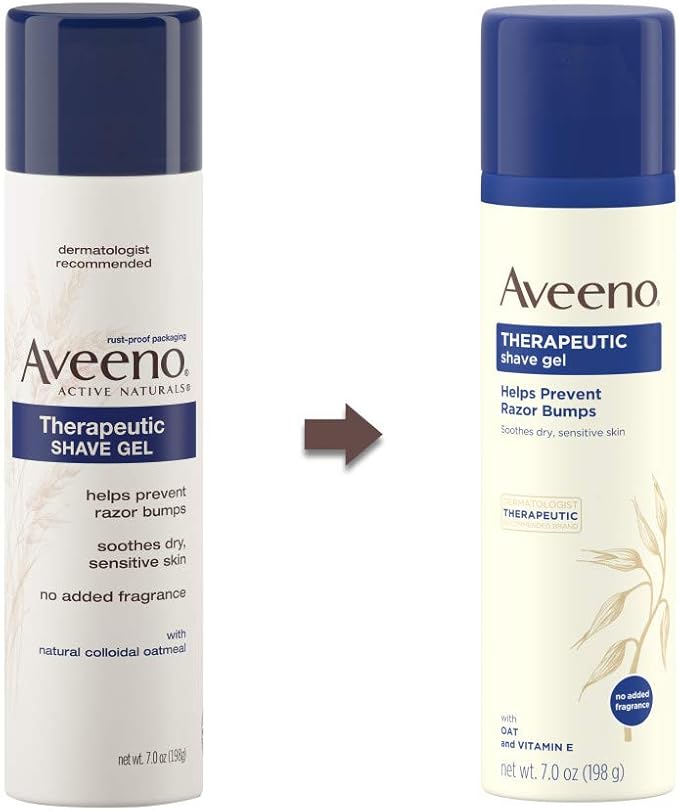 Aveeno Therapeutic Shave Gel with Oat and Vitamin E to Help Prevent Razor Bumps and Soothe Dry and Sensitive Skin, No Added Fragrances and Non-Comedogenic, 7 oz (Pack of 6)